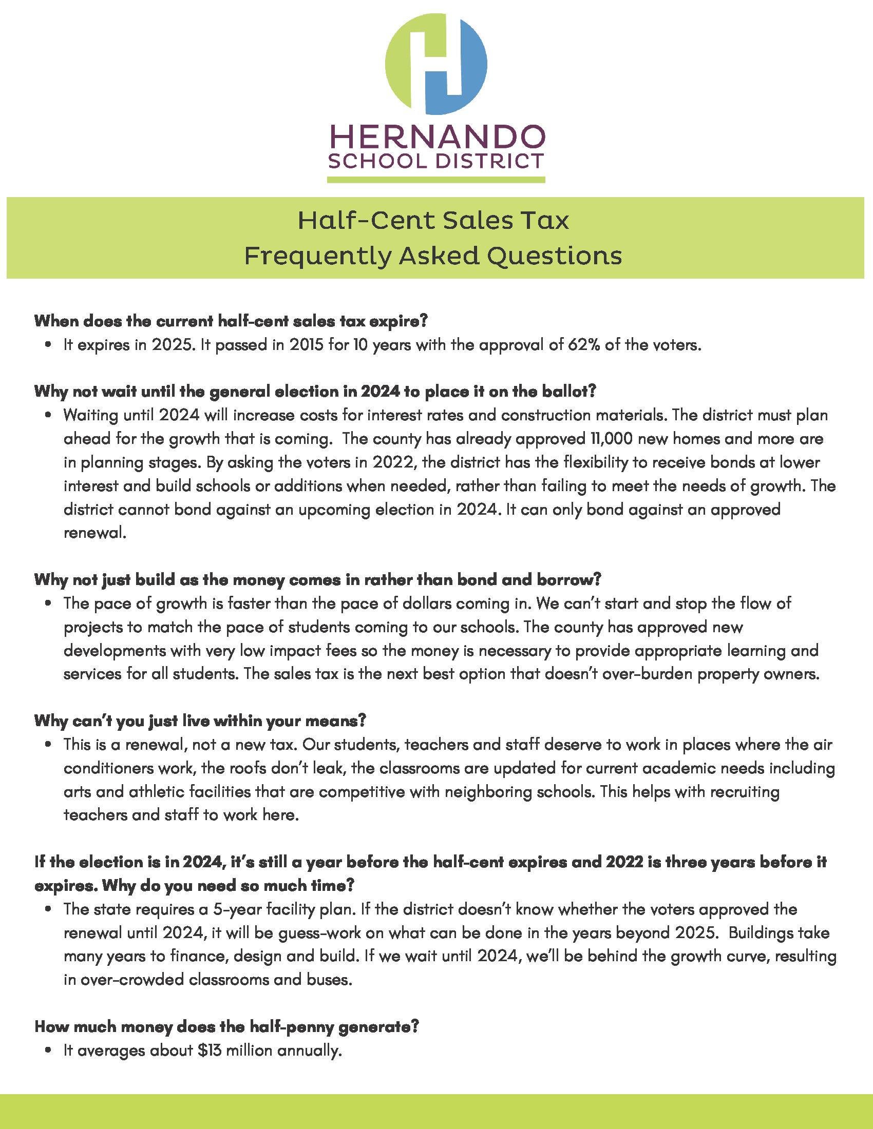 Frequently Asked Questions flyer - Page 1